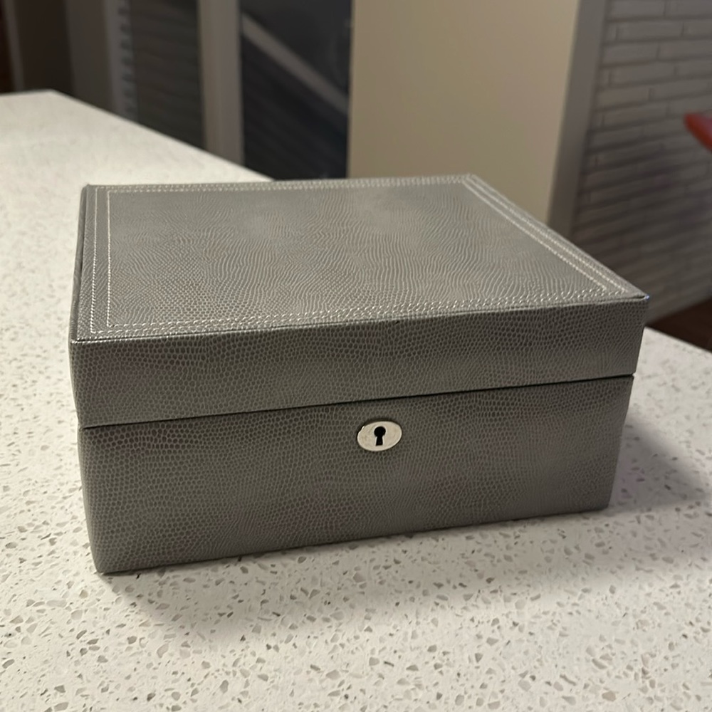 Pottery Barn McKenna Jewelry Box - Grey Leather